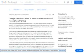 Google DeepMind and A24 Research Partnership landing page preview