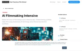 San Francisco Film School AI Filmmaking Intensive landing page preview