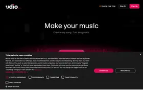 Udio landing page preview